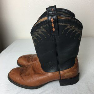 ARIA Brown Black Leather Cowboy Boots 7D